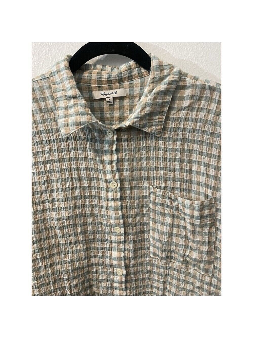 Madewell Crinkle Hayden Top Shirt Striped Size Medium Button Down - Picture 2 of 8